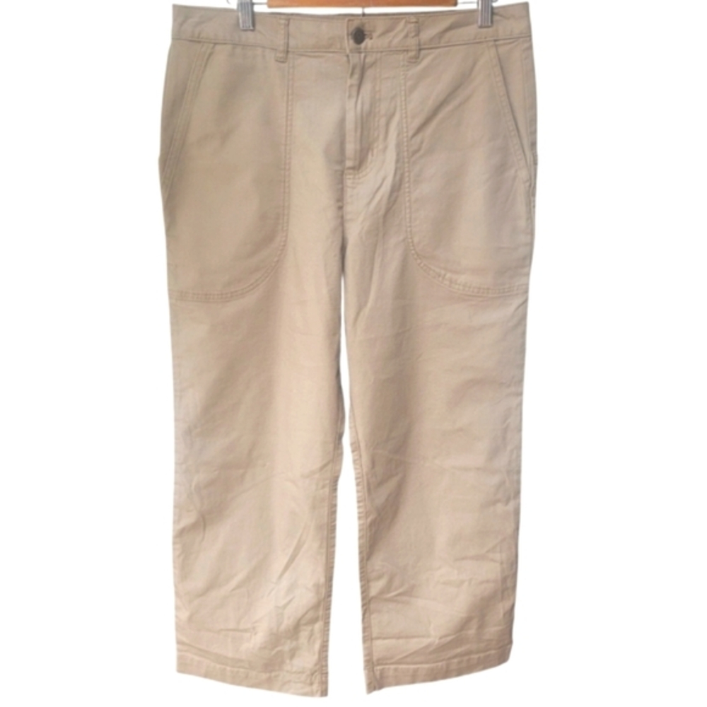 Patagonia Stand Up Cropped Pants Tan Khaki Organic Cotton Size 12